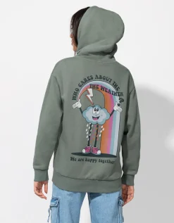 Sweatvest - Print op rug - groen