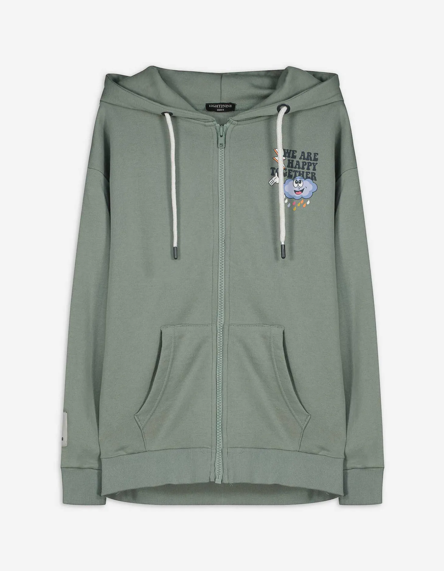 Sweatvest - Print op rug - groen