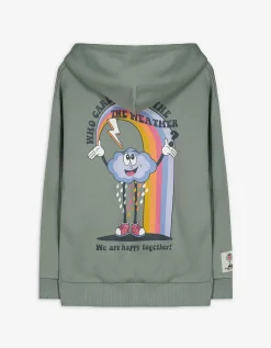 Sweatvest - Print op rug - groen