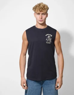 Tanktop - Afdrukken achteraan - donkerblauw