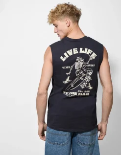 Tanktop - Afdrukken achteraan - donkerblauw