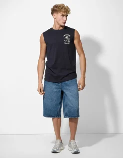 Tanktop - Afdrukken achteraan - donkerblauw
