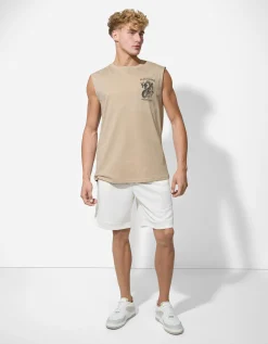 Tanktop - Afdrukken achteraan - beige