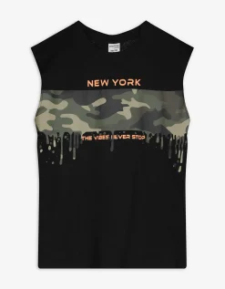 Tanktop - Vooropdruk - zwart