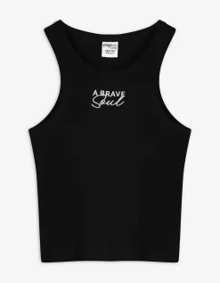 Top - Borduursels - zwart