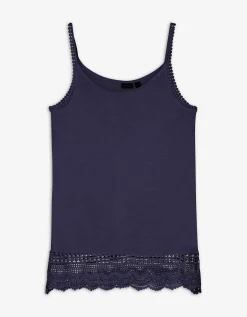 Top - Broderie - donkerblauw