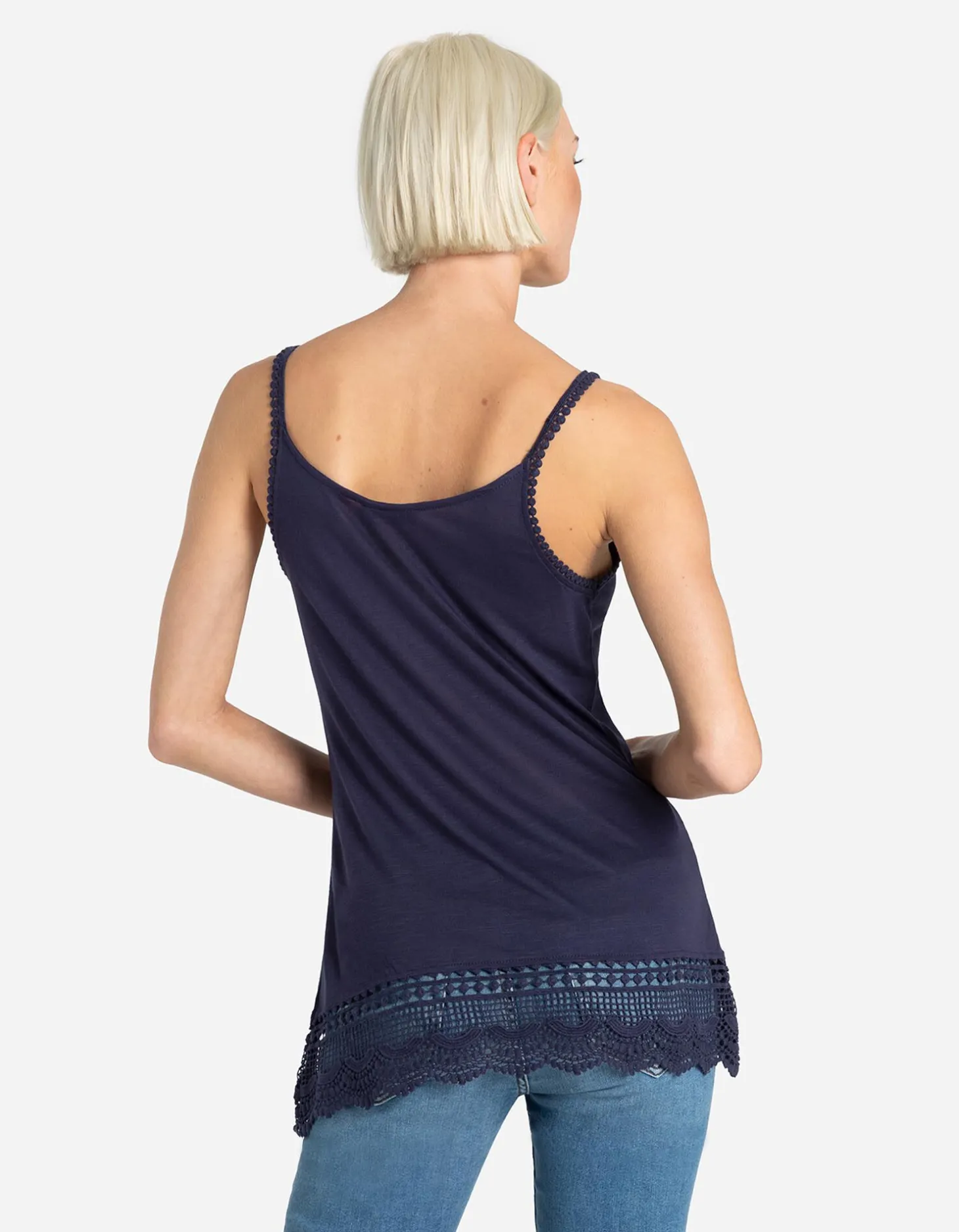 Top - Broderie - donkerblauw
