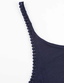 Top - Broderie - donkerblauw