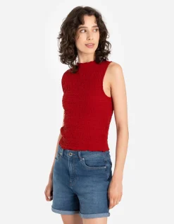 Top - Gekreukte look - donkerrood