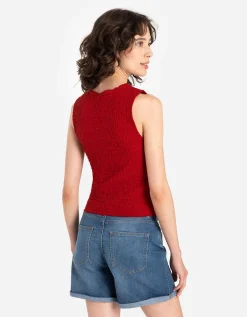 Top - Gekreukte look - donkerrood