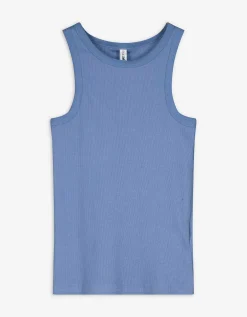 Top - Geribde structuur - blauw