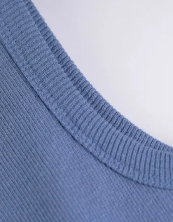 Top - Geribde structuur - blauw