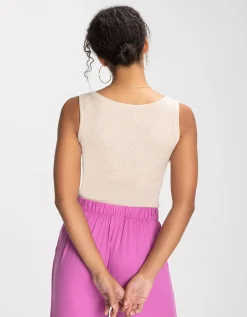 Top - Geribde structuur - beige