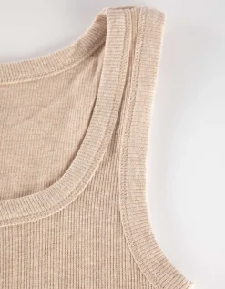 Top - Geribde structuur - beige