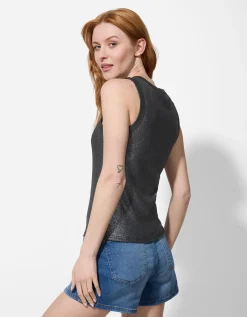 Top - Glitterprint - zwart