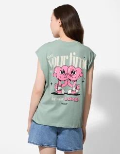 Top - Oversized schouders - lichtgroen
