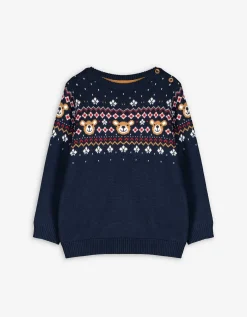 Trui - Knoopsluiting - donkerblauw
