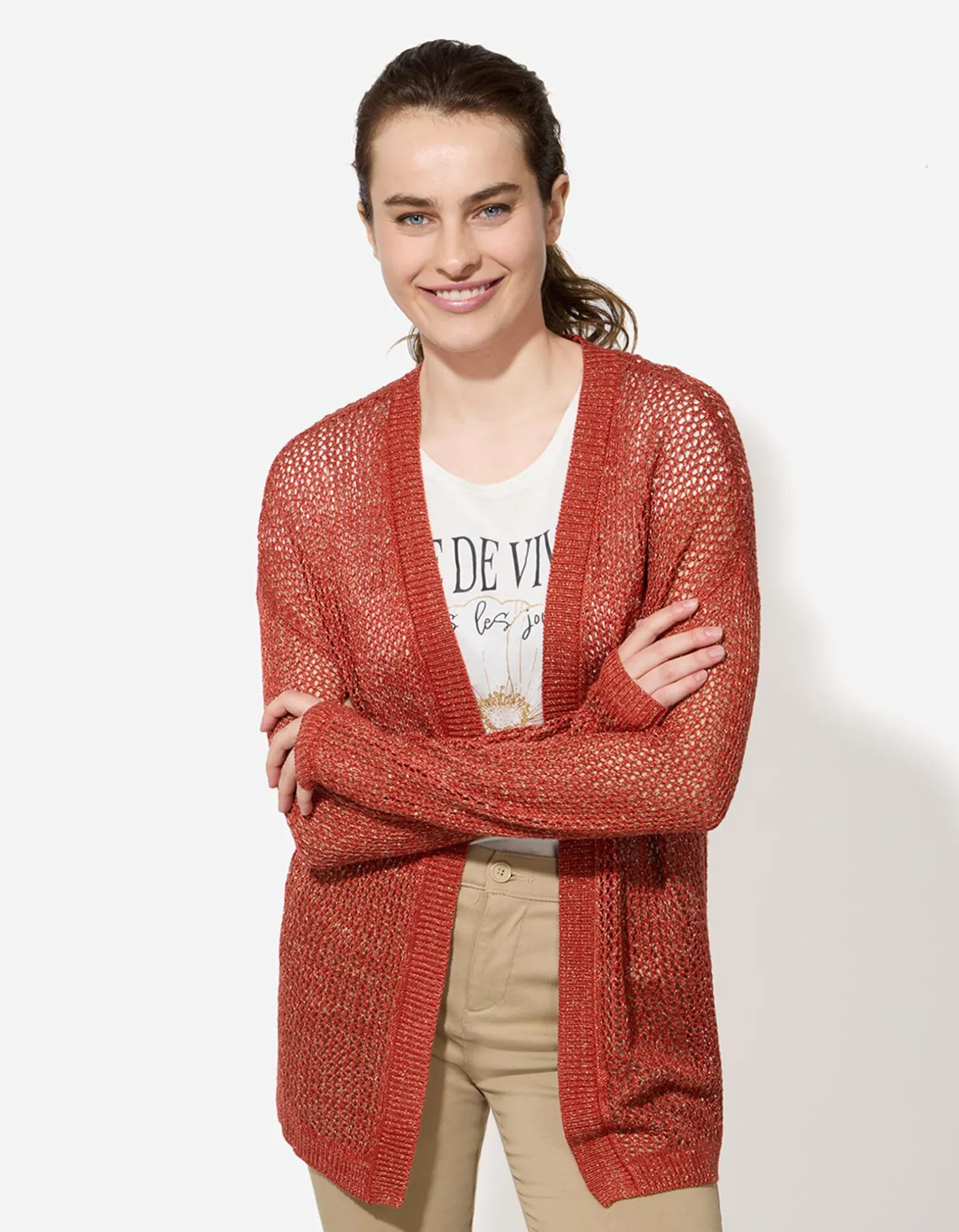 Trui - Lurex - donkerrood