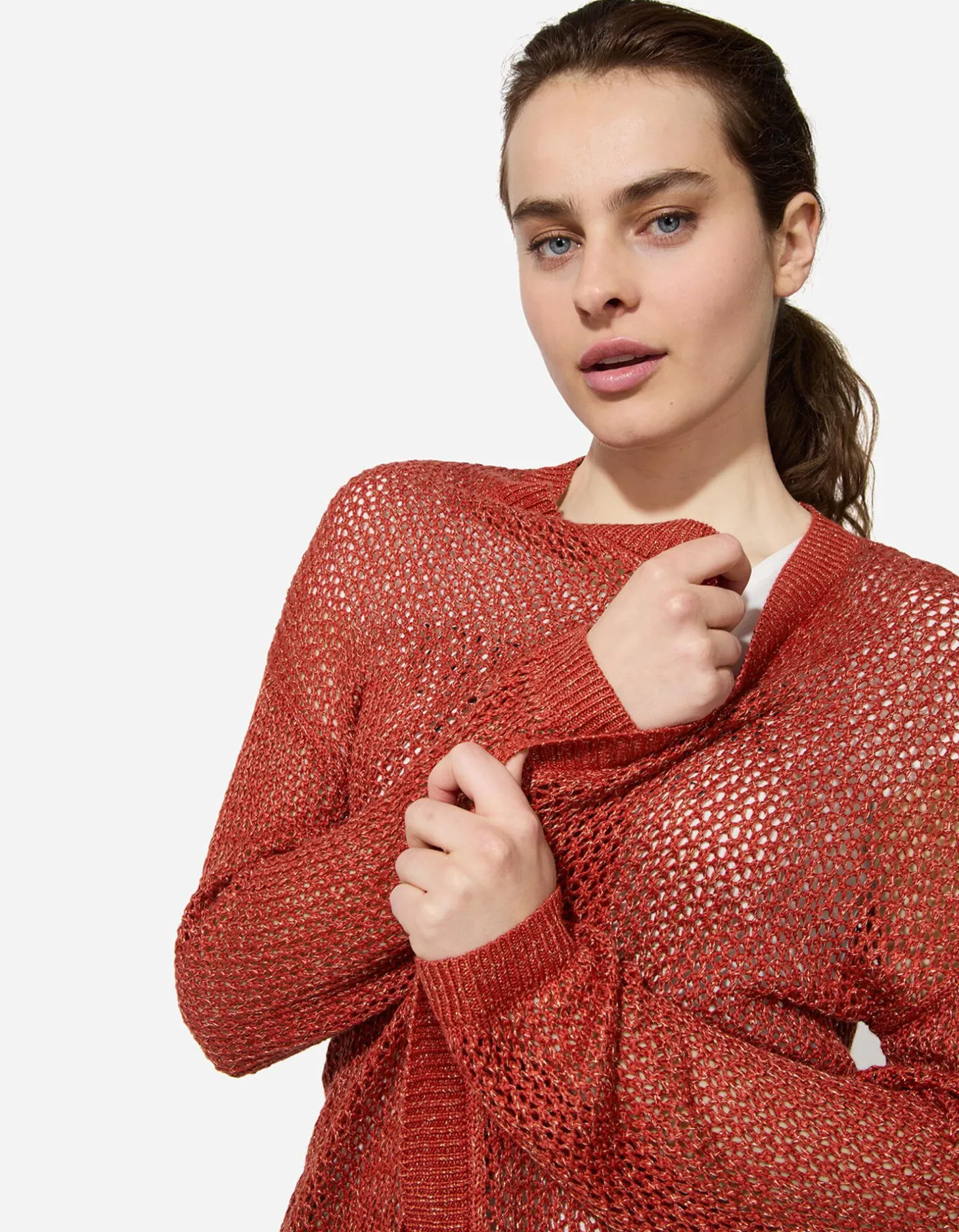Trui - Lurex - donkerrood