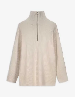 Trui - Ritssluiting - beige