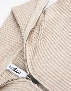 Trui - Ritssluiting - beige