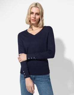 Trui - Sierknopen - donkerblauw
