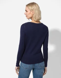 Trui - Sierknopen - donkerblauw