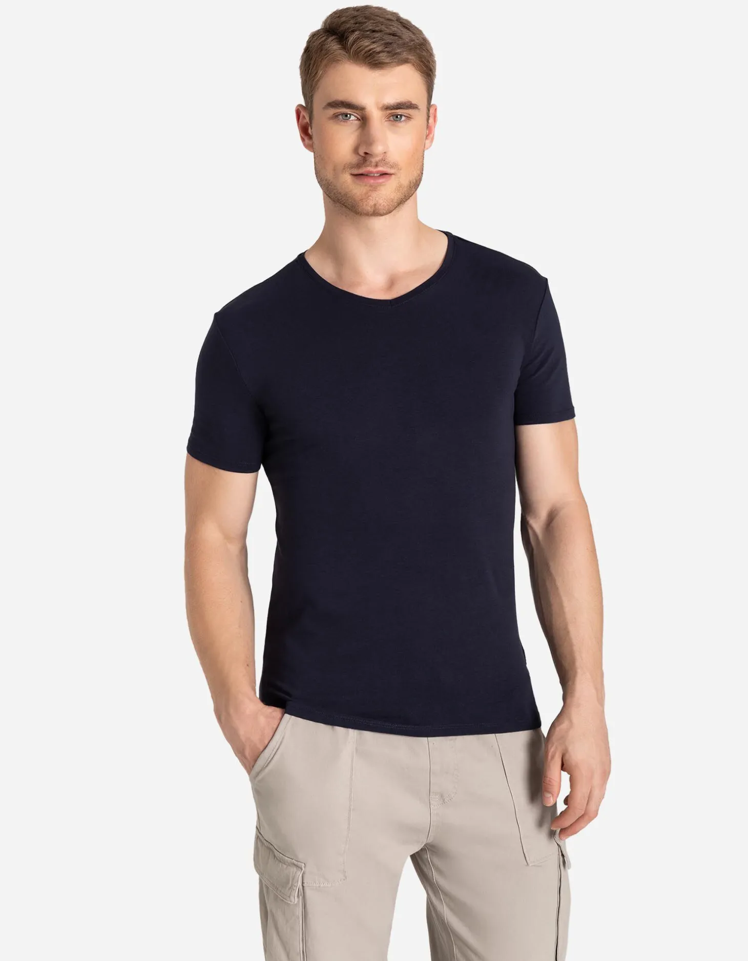 T-shirt - Basis - donkerblauw