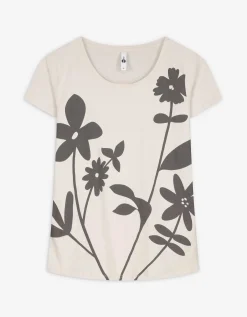 T-shirt - Bloemenmotief - wit
