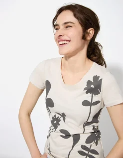 T-shirt - Bloemenmotief - wit