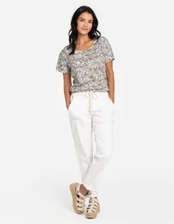 T-shirt - Bloemenmotief - wit