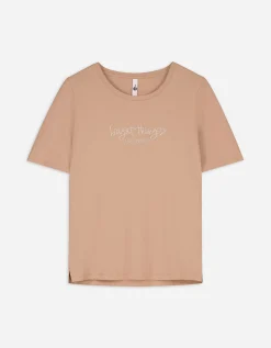 T-shirt - Borduursels - beige