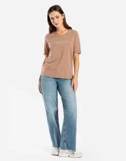 T-shirt - Borduursels - beige