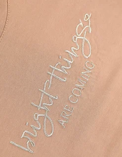 T-shirt - Borduursels - beige