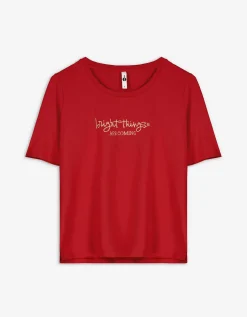 T-shirt - Borduursels - donkerrood