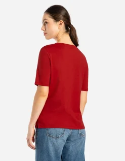 T-shirt - Borduursels - donkerrood