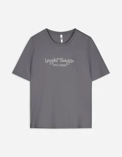 T-shirt - Borduursels - donkergrijs