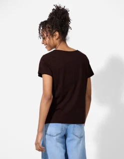 T-shirt - Borduursels - donkerbruin