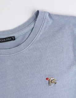 T-shirt - Borduursels - lichtblauw