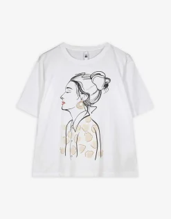 T-shirt - Borduursels - wit