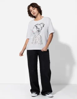 T-shirt - Borduursels - wit