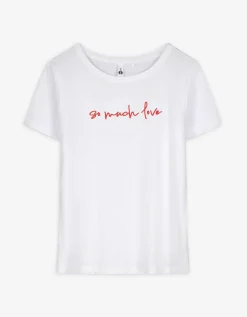 T-shirt - Borduursels - wit