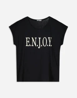 T-shirt - Borduursels - zwart
