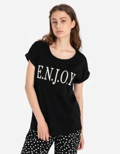 T-shirt - Borduursels - zwart