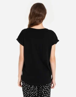 T-shirt - Borduursels - zwart