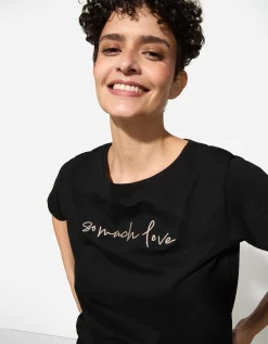 T-shirt - Borduursels - zwart