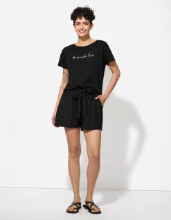 T-shirt - Borduursels - zwart