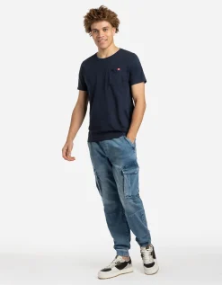 T-shirt - Borstzak - donkerblauw