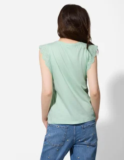 T-shirt - Broderie - groen