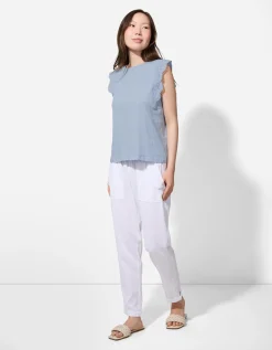 T-shirt - Broderie - lichtblauw